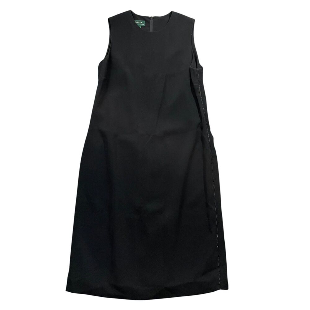 Lauren Ralph Lauren 12 Little Black Dress With Sparkled Embelished Side Zip Back